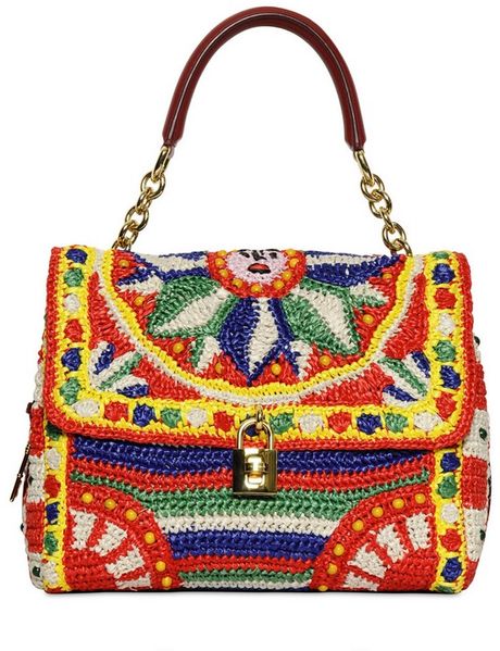Dolce & Gabbana Dolce Bag Crochet Raffia Top Handle in Multicolor ...