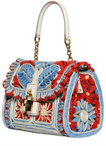 Dolce & Gabbana Dolce Bag Embroidered Raffia Bag in Multicolor (multi ...