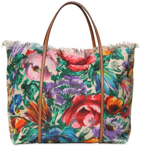 Dolce & Gabbana Large Escape Printed Linen Tote in Multicolor (multi ...