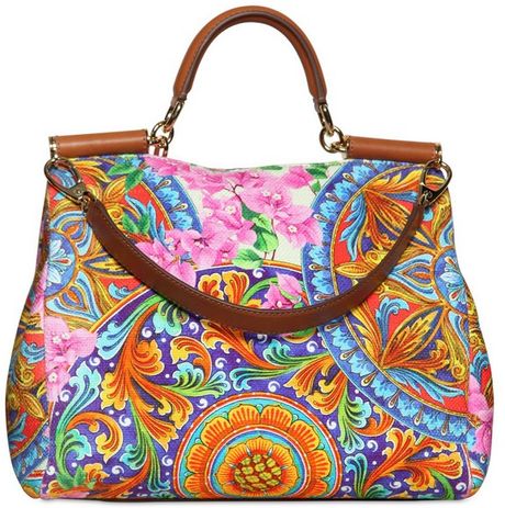 Dolce & Gabbana Soft Miss Sicily Printed Canvas Bag in Multicolor ...