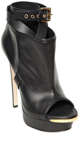 Dsquared² 150mm Belted Leather Open Toe Boots in Black | Lyst