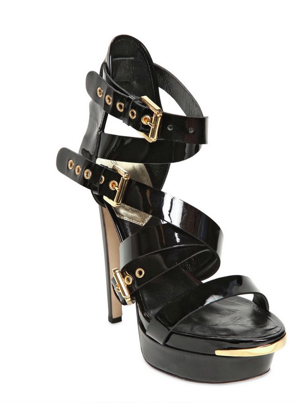 Lyst - Dsquared² 150mm Patent Leather Belted Sandals in Black