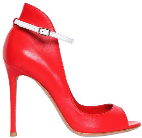 Gianvito Rossi Nappa Leather Open Toe Pumps in Red | Lyst