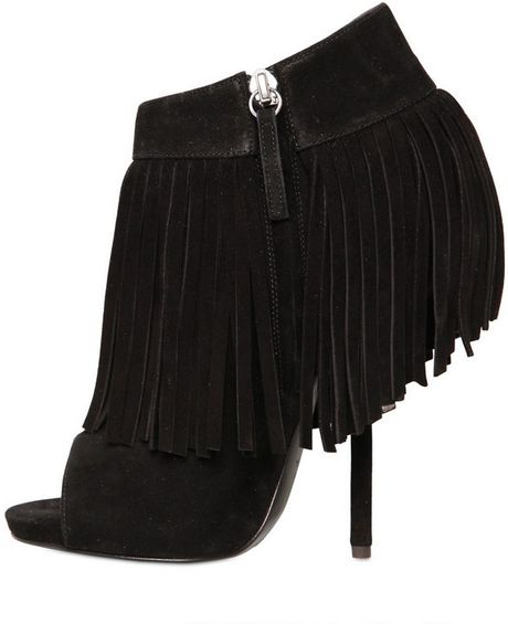 Giuseppe Zanotti 130mm Suede Fringed Low Boots in Black | Lyst