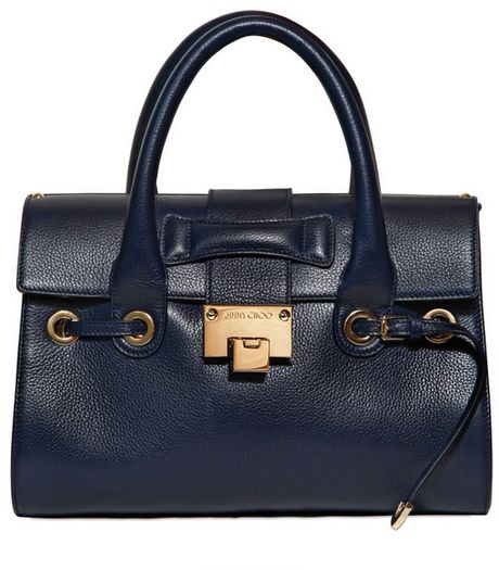 Jimmy Choo Small Rosalie Grained Leather Top Handle in Blue (navy) | Lyst