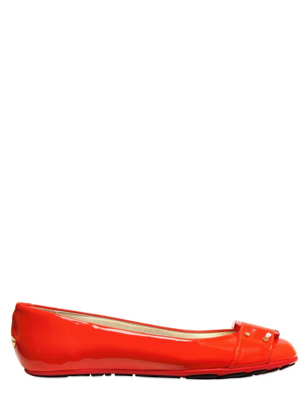 Lyst - Jimmy Choo 10mm Patent Leather Ballerina Flats in Orange