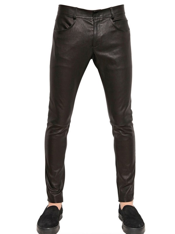 Neil Barrett Stretch Leather Jeans in Black for Men | Lyst