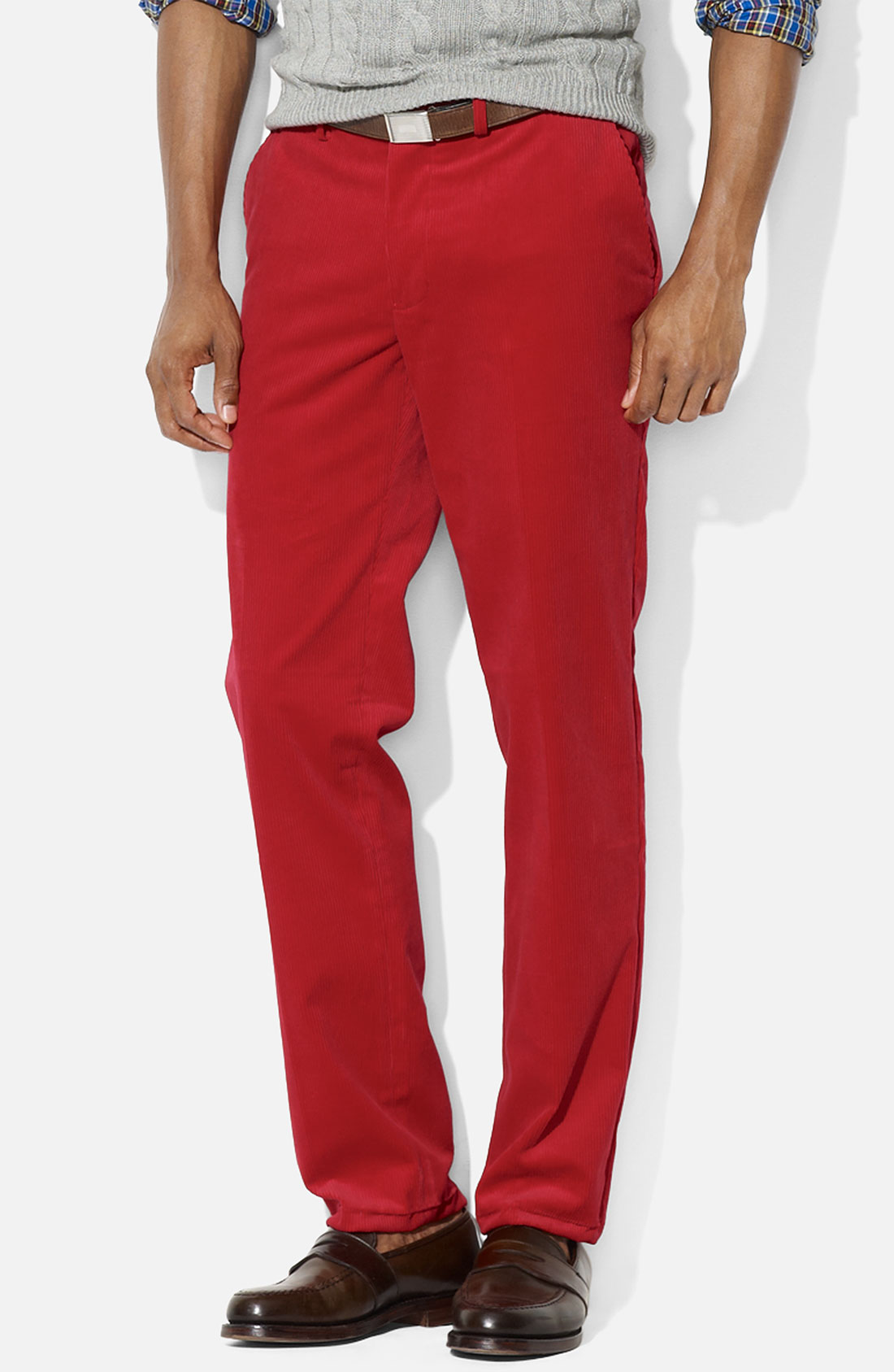 Polo Ralph Lauren Preston Flat Front Corduroy Pants in Red for Men | Lyst