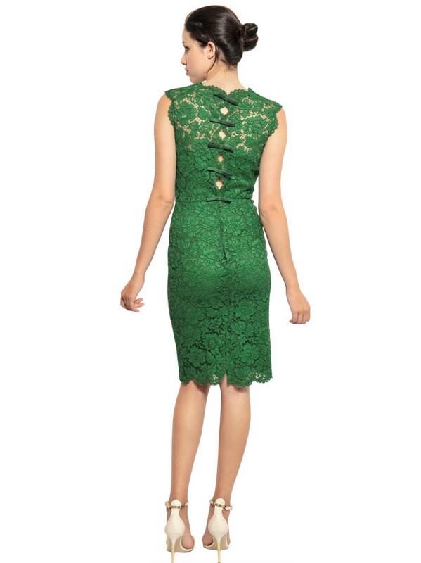 Valentino Cotton Viscose Lace Dress In Green Lyst Gallery