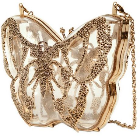 Valentino Jewel Plexiglass Butterfly Clutch in Gold (transparent) | Lyst