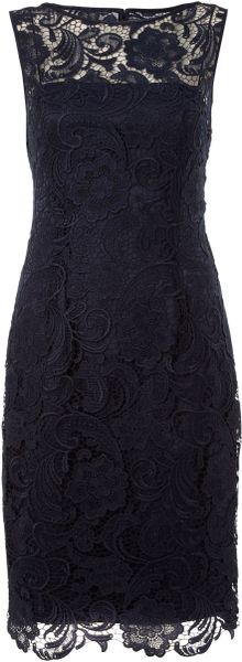 Adrianna Papell Lace Shift Dress in Blue (Navy) | Lyst