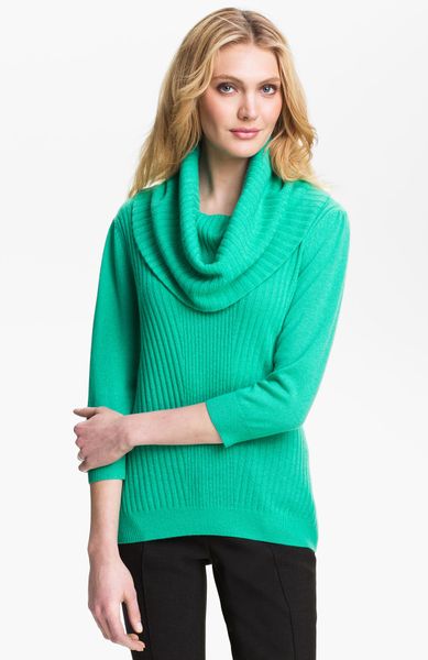 Classiques Entier Cowl Neck Cashmere Sweater in Green (green spray) | Lyst