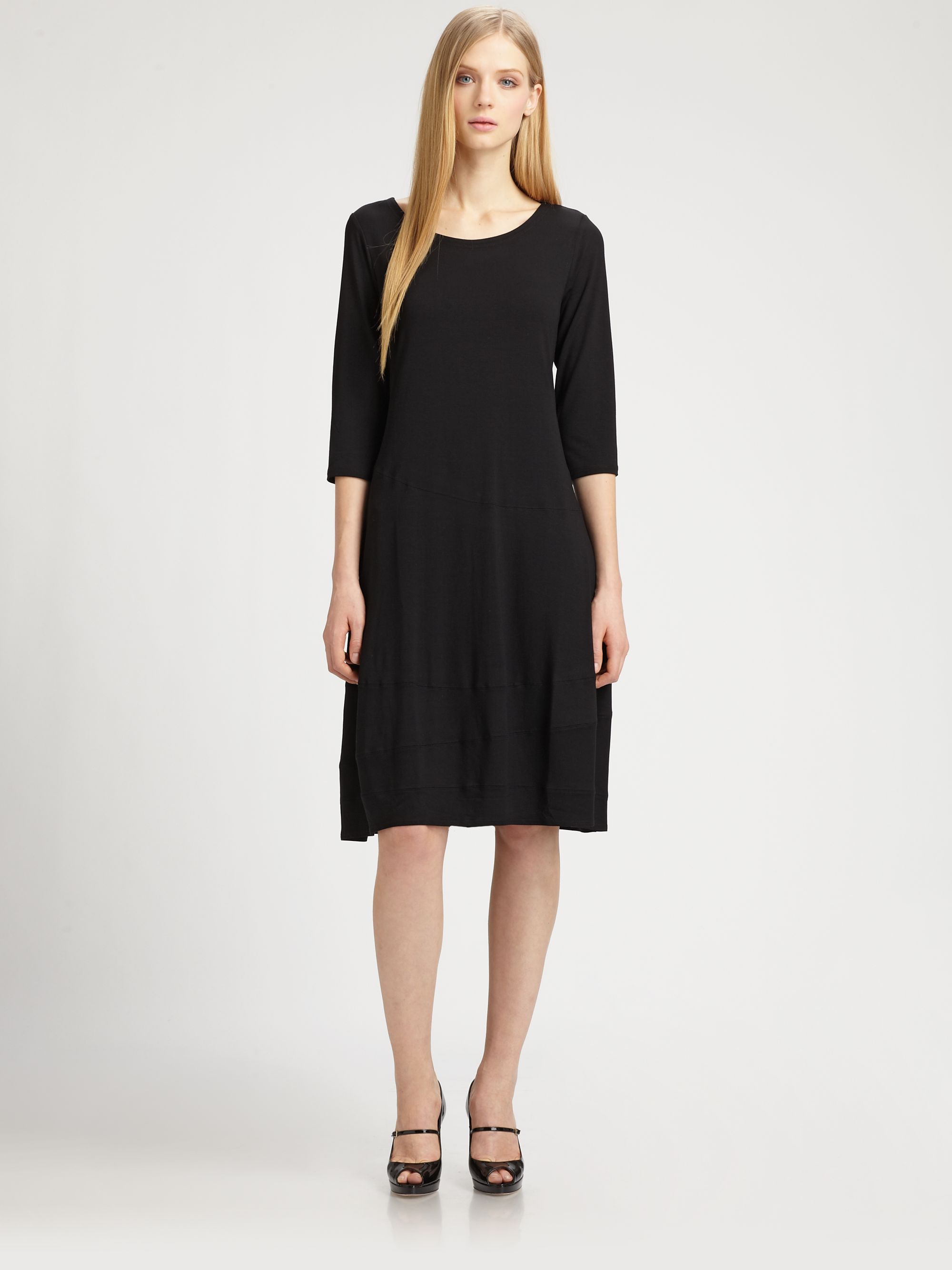 Eileen fisher Jersey Dress in Black | Lyst