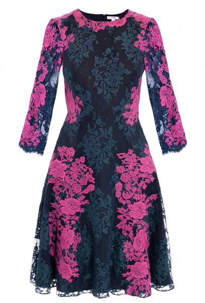 Erdem Lily Lace Embroidered Dress in Blue (navy) | Lyst