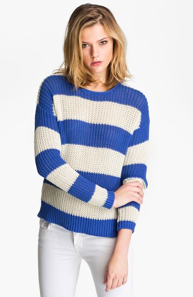 Joie Jalene Rugby Stripe Sweater in White (bright blue chalk) | Lyst