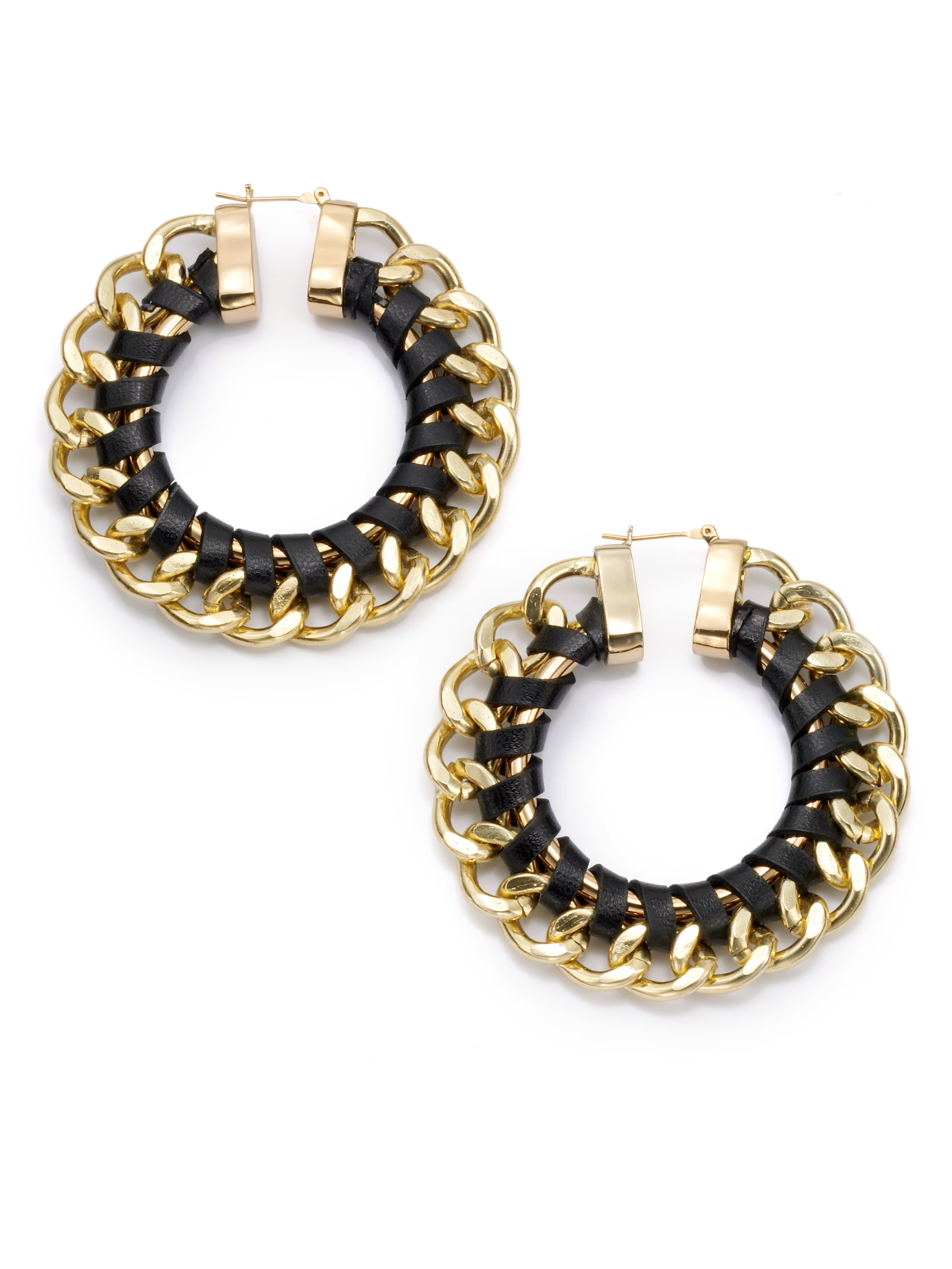Lyst Cc Skye Woven Leather Hoop Earrings In Metallic Gallery