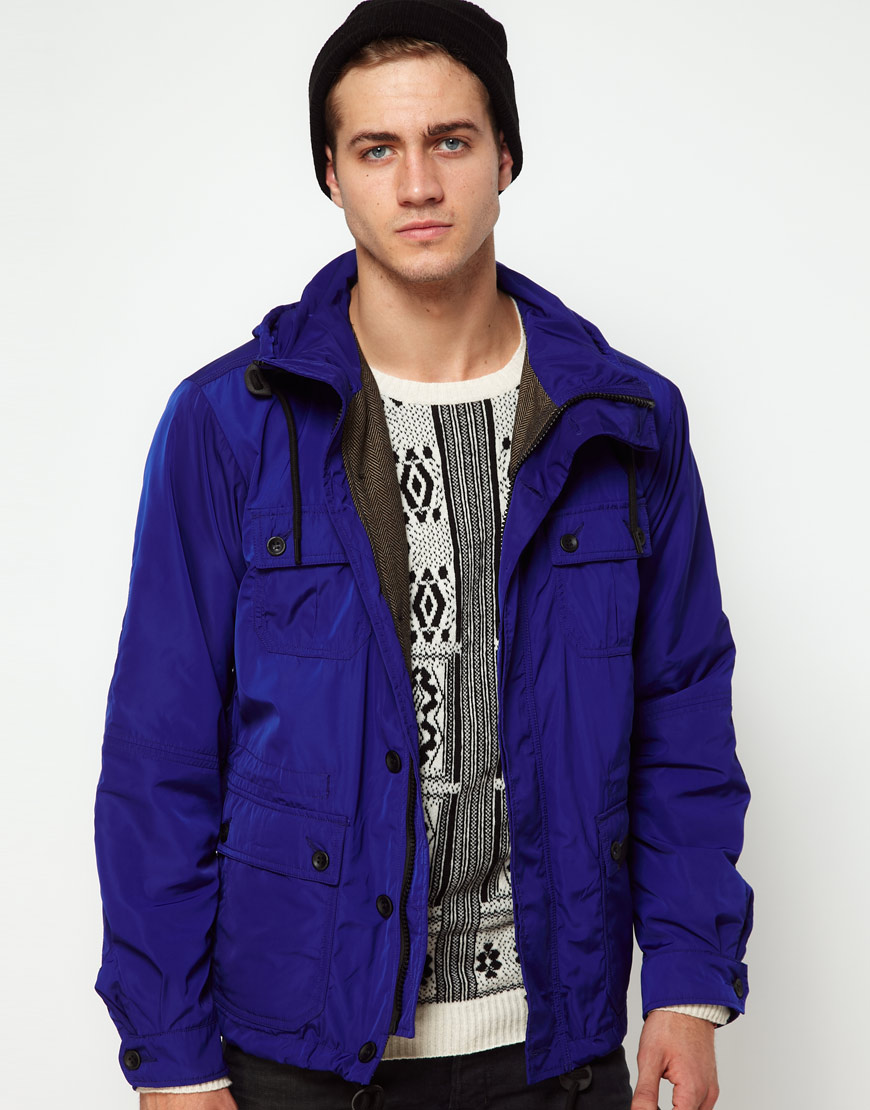 Diesel Jacket Hooded Jingler in Blue for Men | Lyst