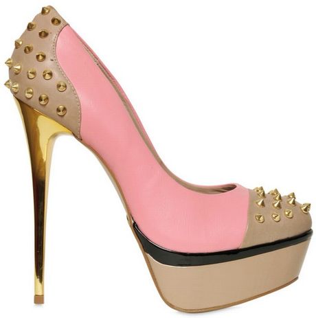 Kg By Kurt Geiger 140mm Esme Studs Two Tone Leather Pumps in Pink | Lyst