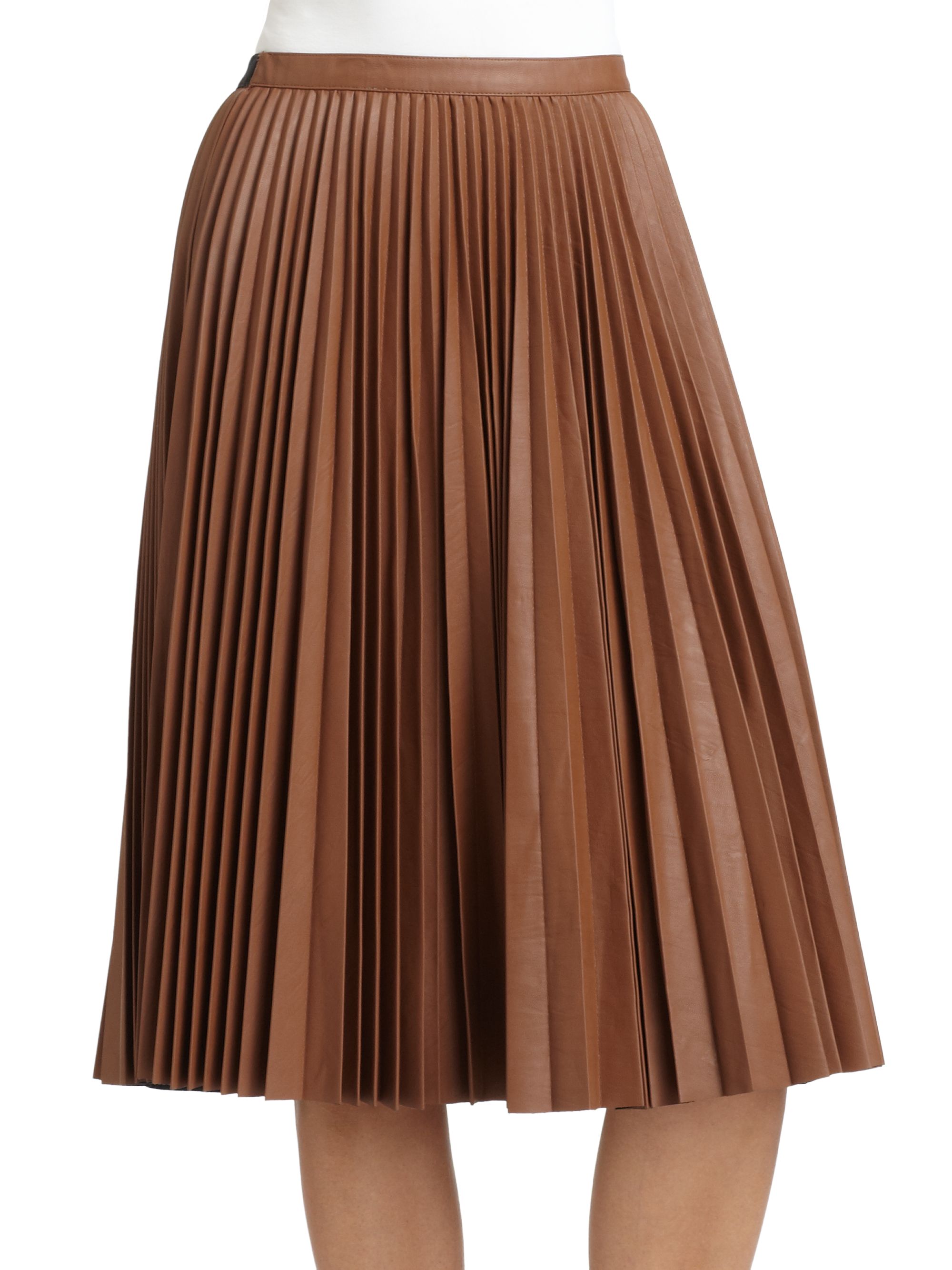 Bcbgmaxazria Elisa Pleated Skirt in Brown (toffee) | Lyst