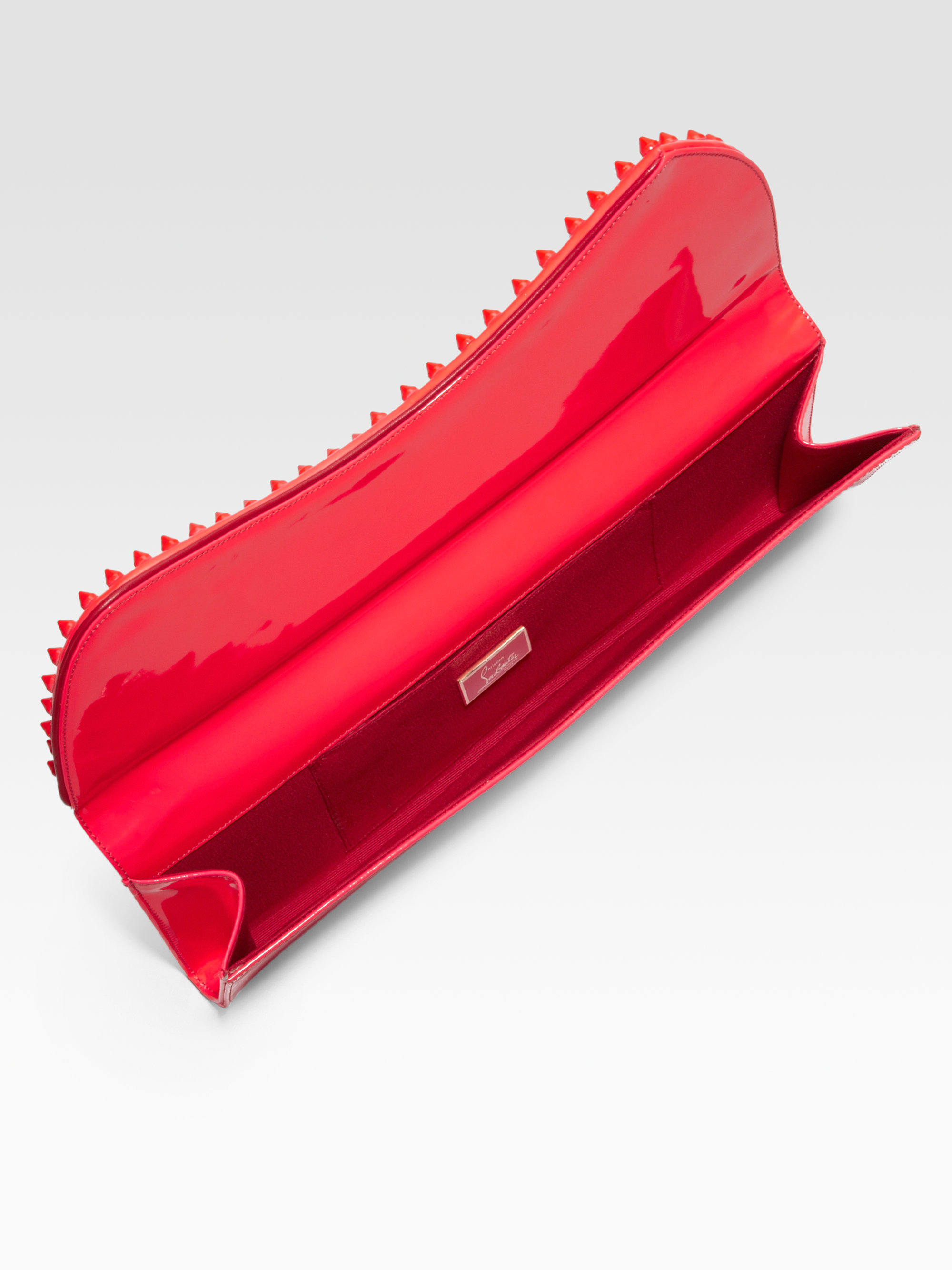 Christian louboutin Pigalle Spiked Patent Leather Clutch in Red ...