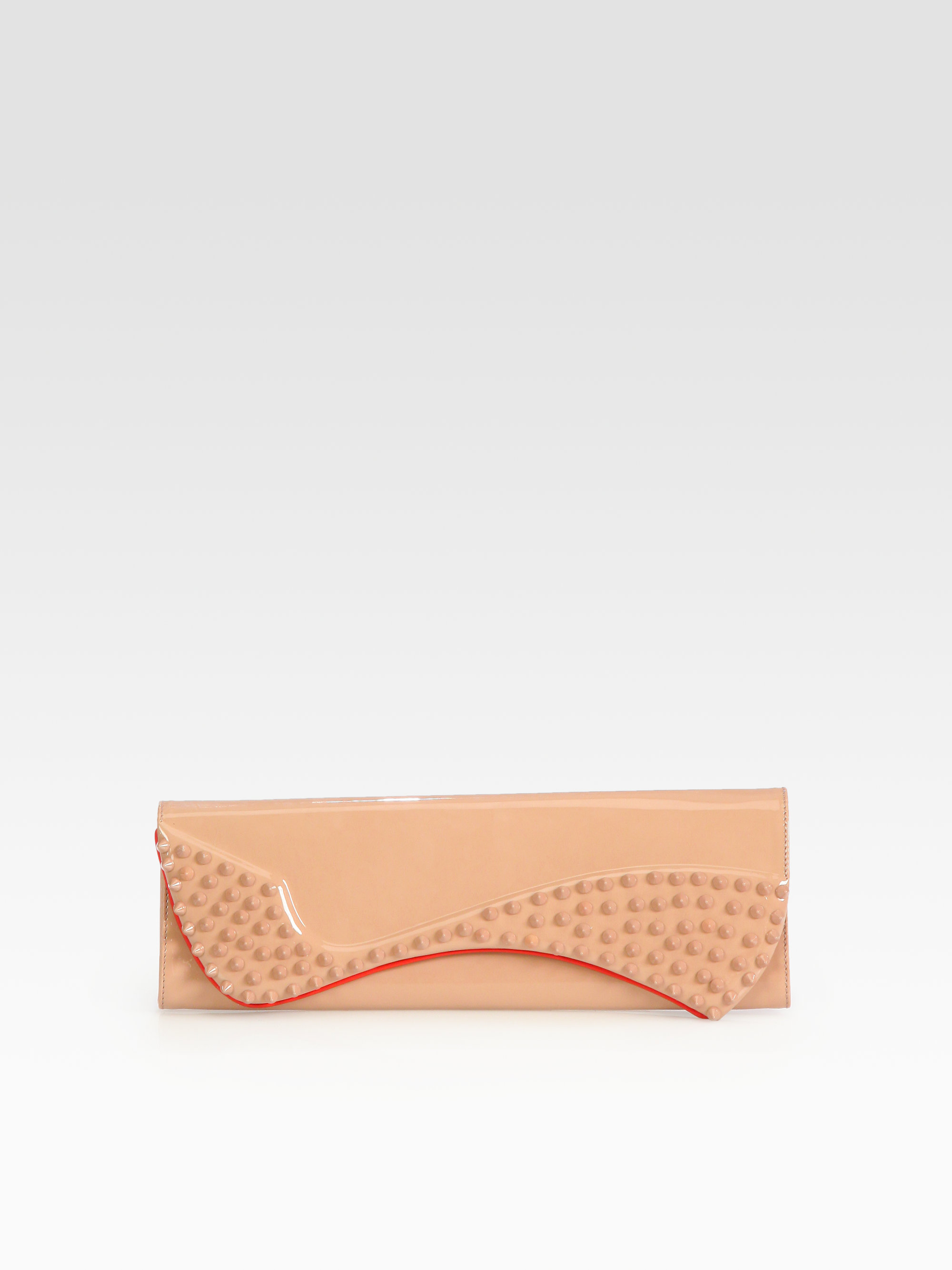 Christian louboutin Pigalle Spiked Patent Leather Clutch in Pink ...  