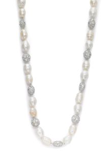 Lanvin Pave Crystal & Rope Necklace in White (blue) | Lyst