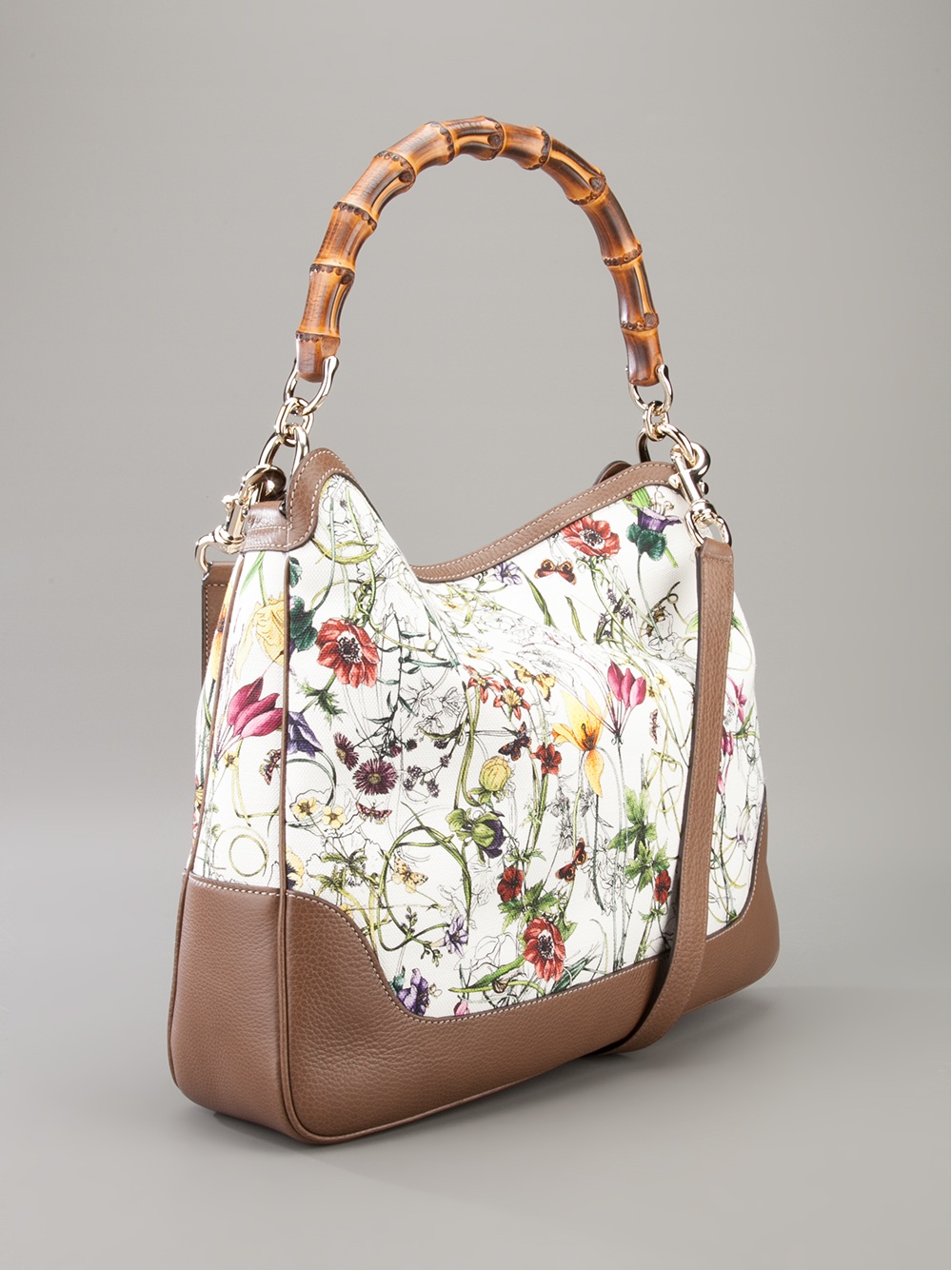 Gucci Flower Print Bag in Multicolor (brown) | Lyst