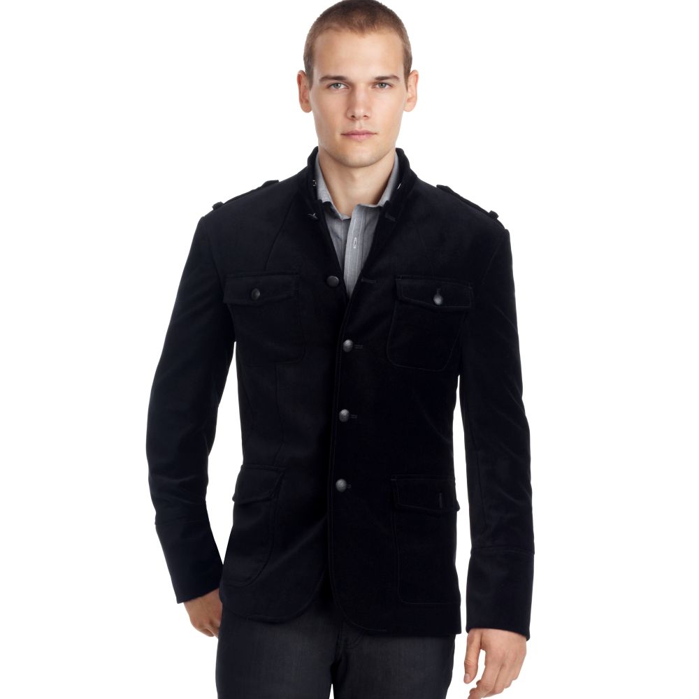 Lyst Cole Reaction Military Velvet Blazer in Black for Men