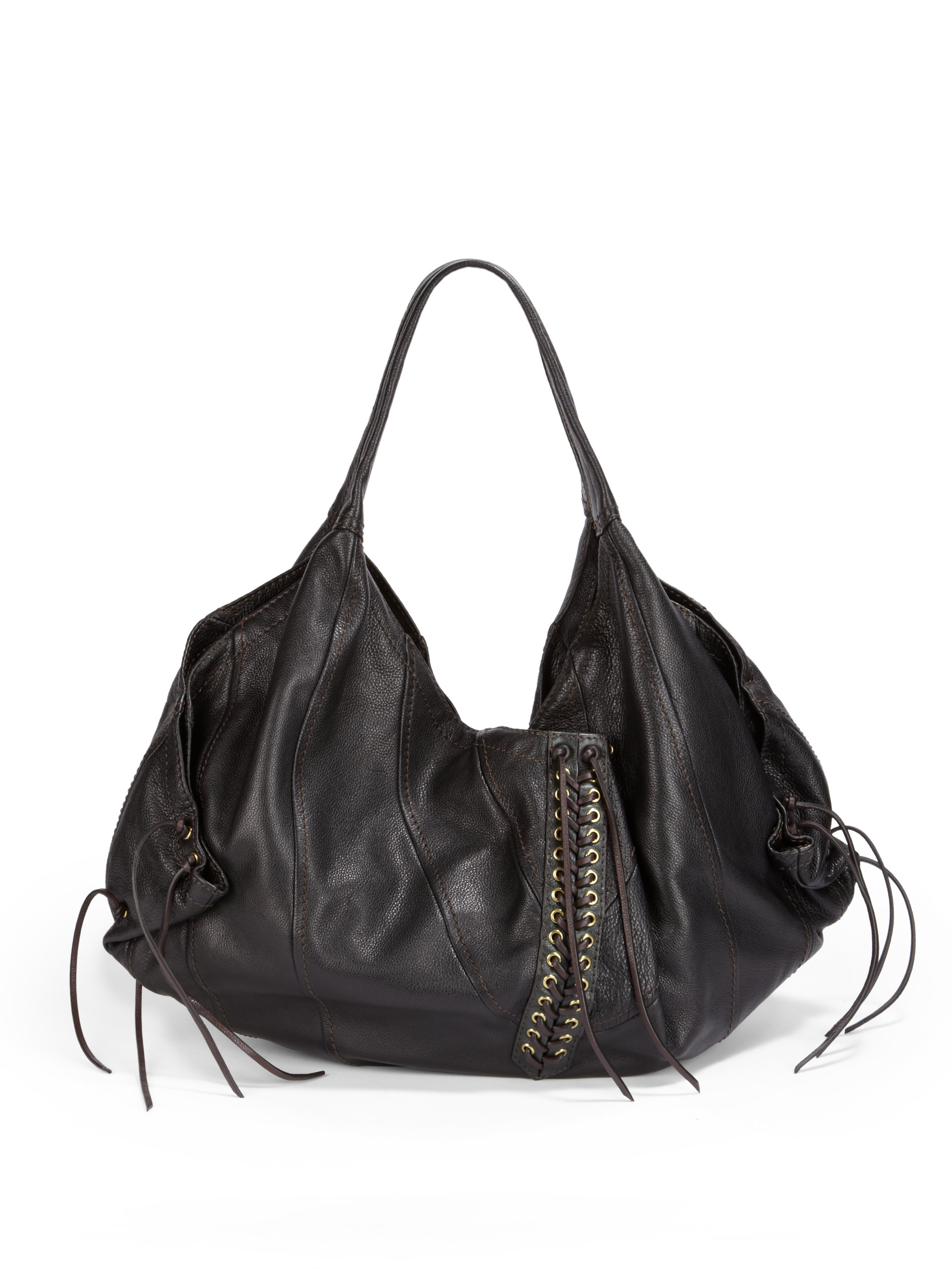 black woven leather hobo bag