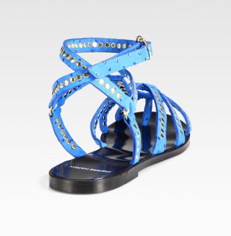 Pierre Hardy Studded Suede Gladiator Sandals in Blue | Lyst