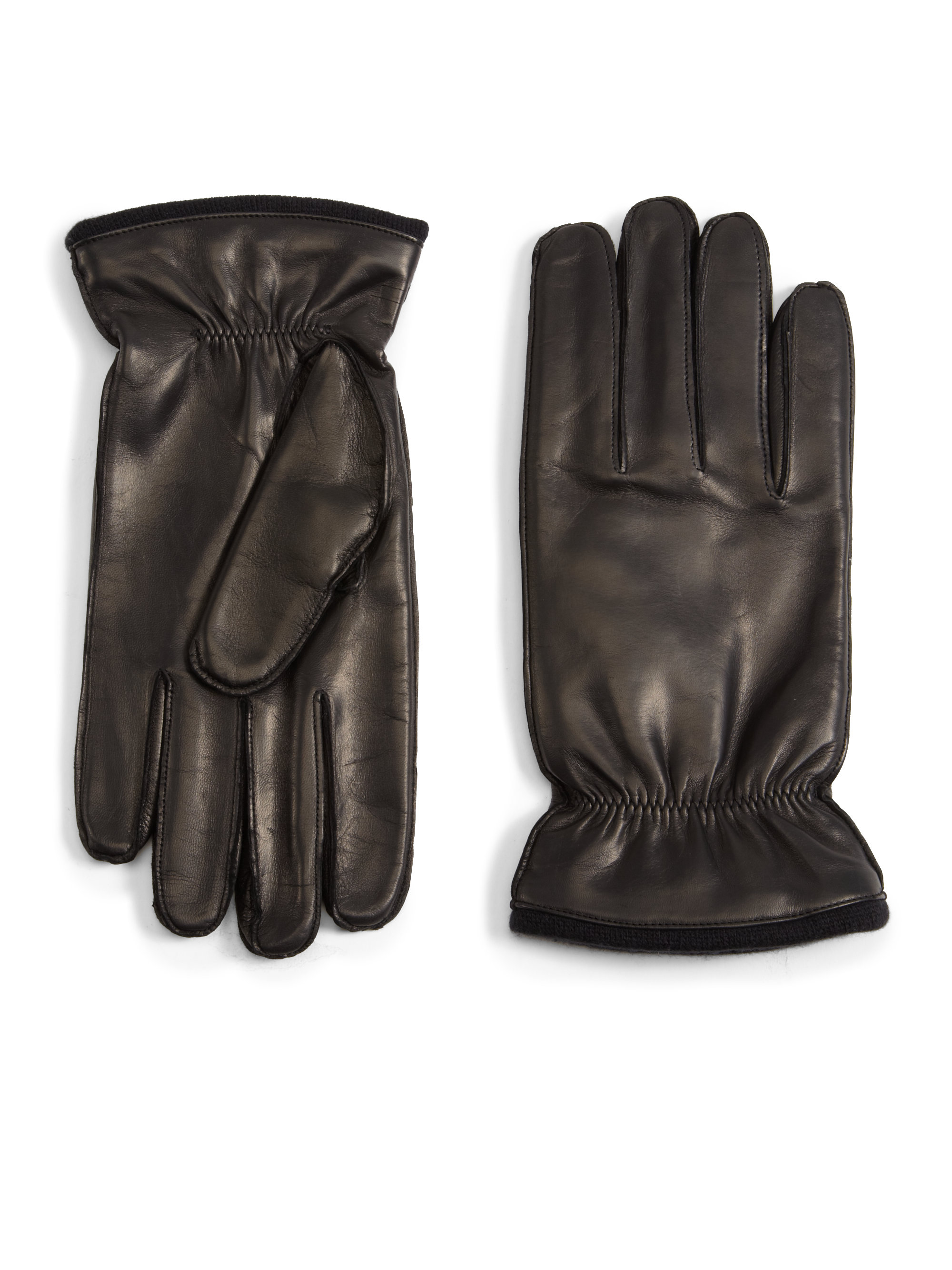 Portolano Leather Cinched Cuff Gloves in Brown for Men (black) | Lyst