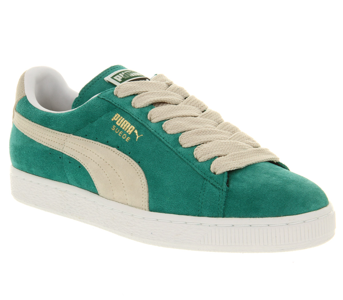 Puma Suede Classic Green Lake White Swan in Green for Men | Lyst