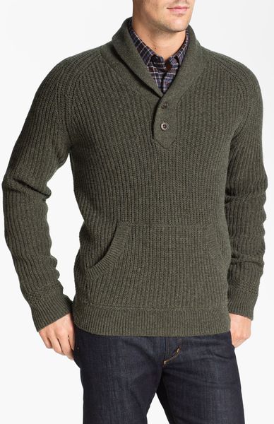 Wallin & Bros. Shawl Collar Merino Wool Blend Sweater in Green for Men ...
