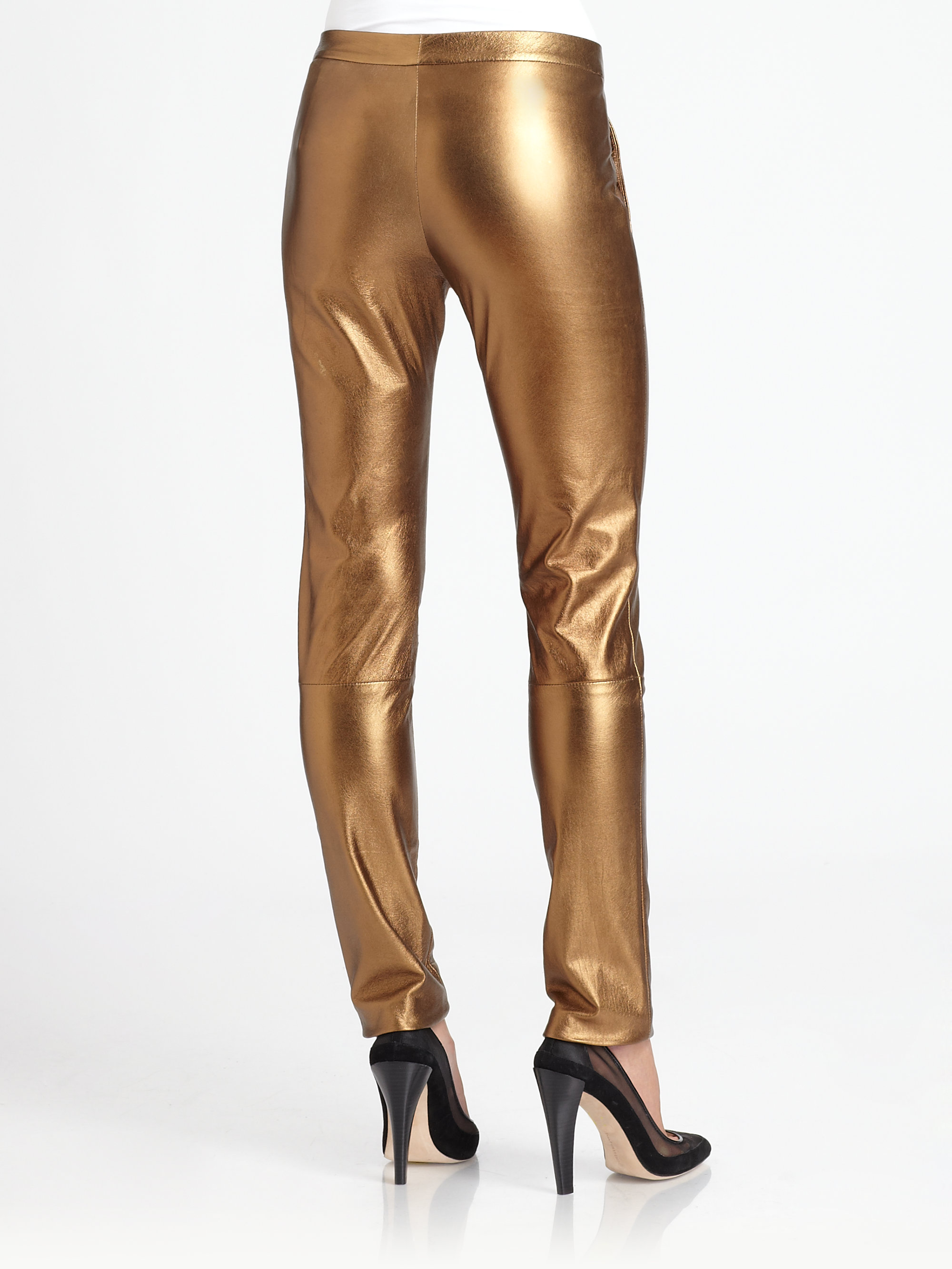 Lagence Metallic Leather Leggings In Black Copper Lyst