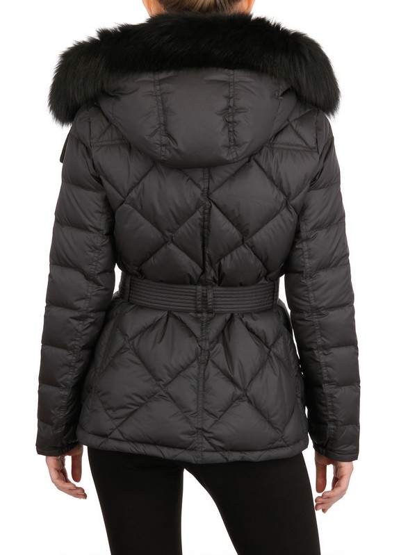 Lyst Burberry Brit Fur Hood Quilted Technical Down Jacket in Black
