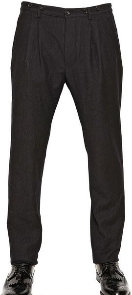 Iceberg 18cm Wrinkled Wool Flannel Trousers in Black for Men (blue) | Lyst