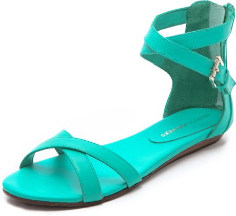 Rebecca Minkoff Bettina Flat Sandals in Green (teal) | Lyst