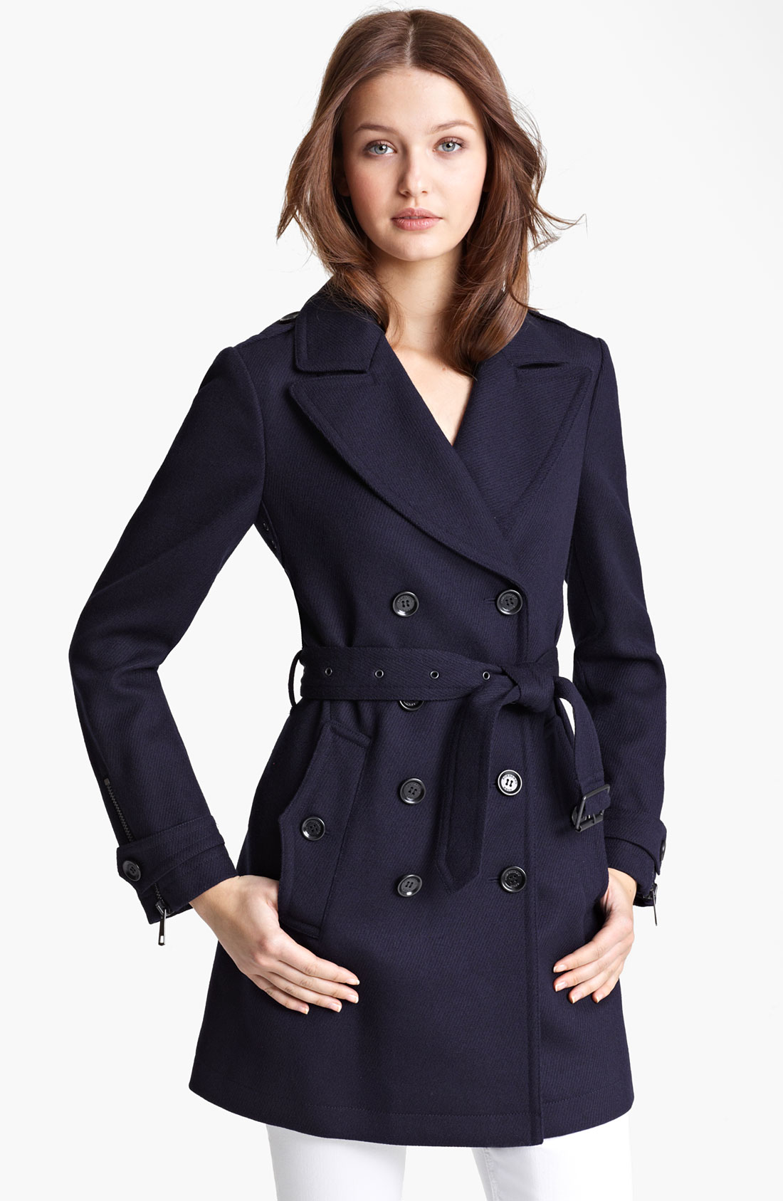 Burberry Brit Clayhill Wool Trench Coat in Blue (navy) | Lyst