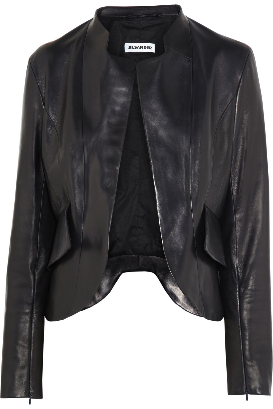 Jil Sander Nostradamus Peplum Back Leather Jacket In Black Lyst Gallery