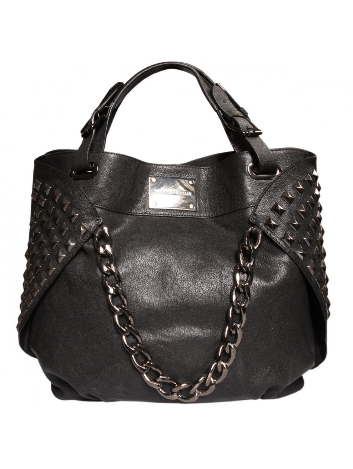Balmain Studded Leather Bag in Black | Lyst