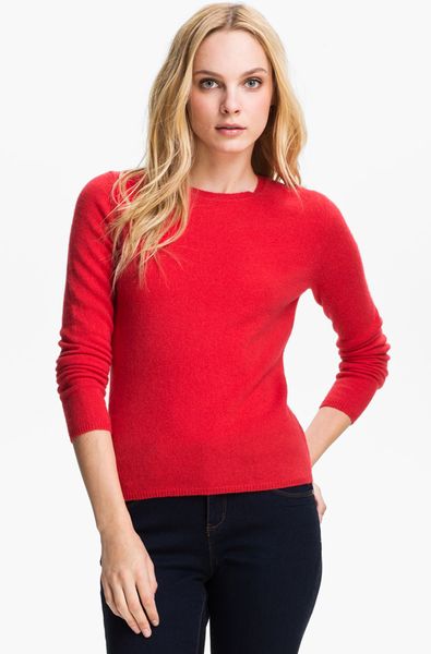 Only Mine Crewneck Cashmere Sweater Petite in Red (firenze red) | Lyst