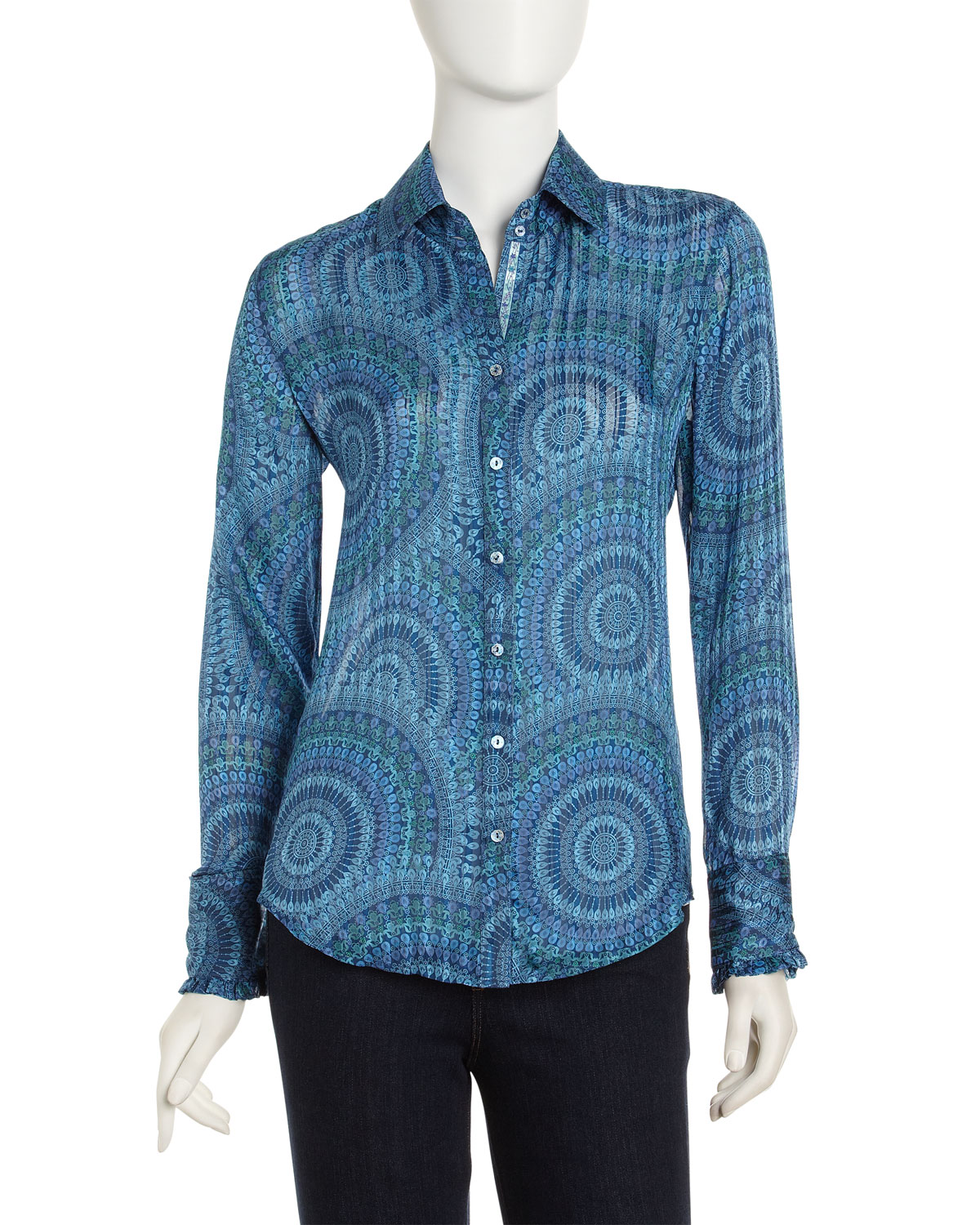 Robert Graham Bailey Print Silk Shirt in Blue | Lyst