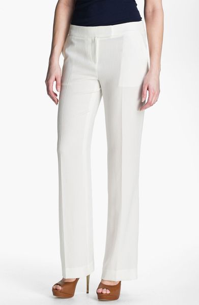 Anne Klein Flat Front Pants in White (porcelain) | Lyst