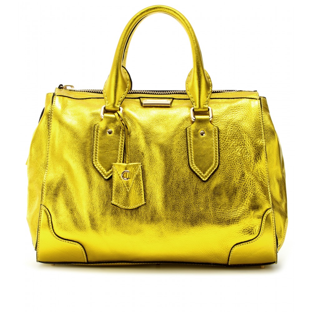 Burberry Prorsum Gladstone Metallic Leather Bag in Yellow (dandelion ...