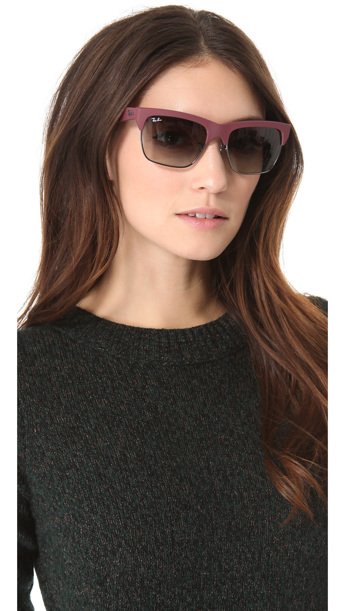 Lyst - Ray-Ban Rubberized Clubmaster Sunglasses in Pink