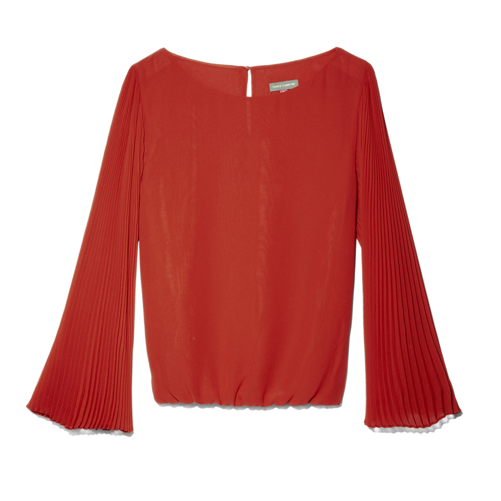 vince camuto pleated sleeve blouse