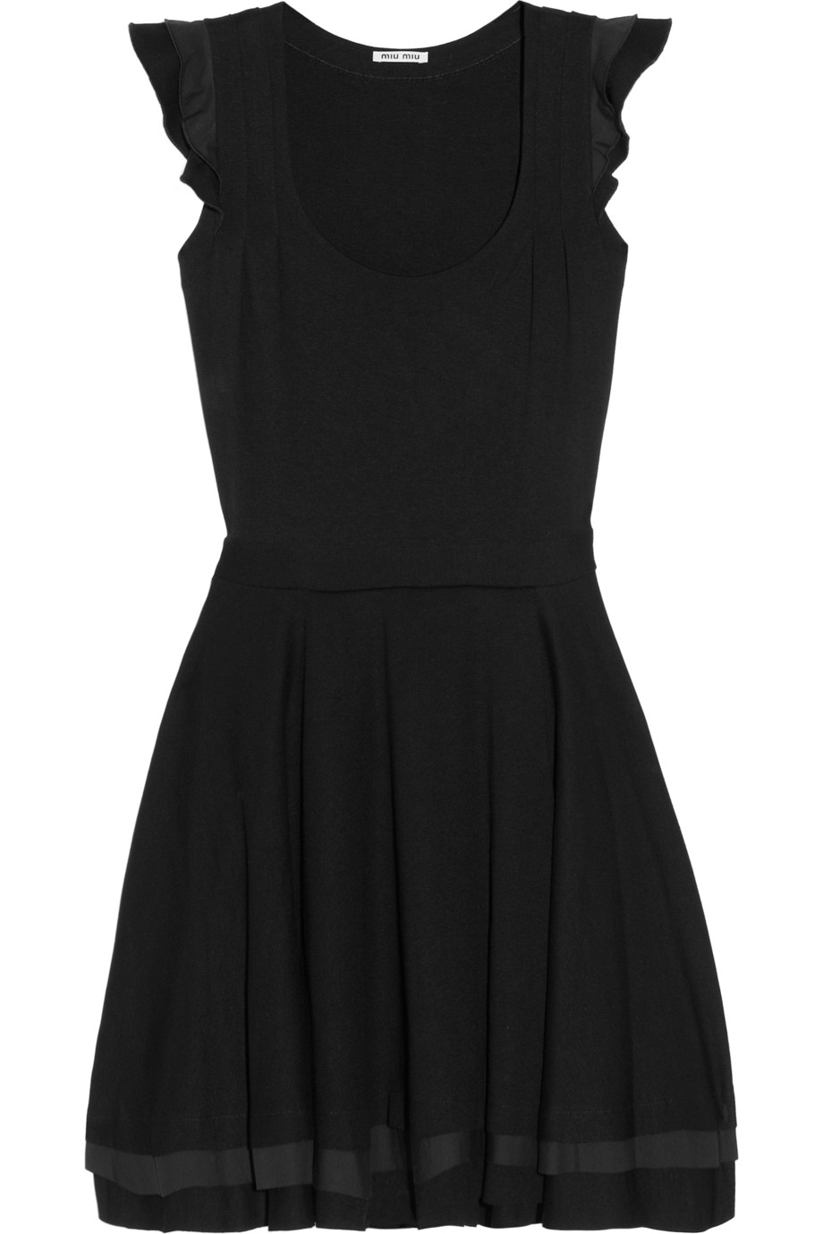 Lyst - Miu Miu Ruffled Stretch-jersey Mini Dress in Black