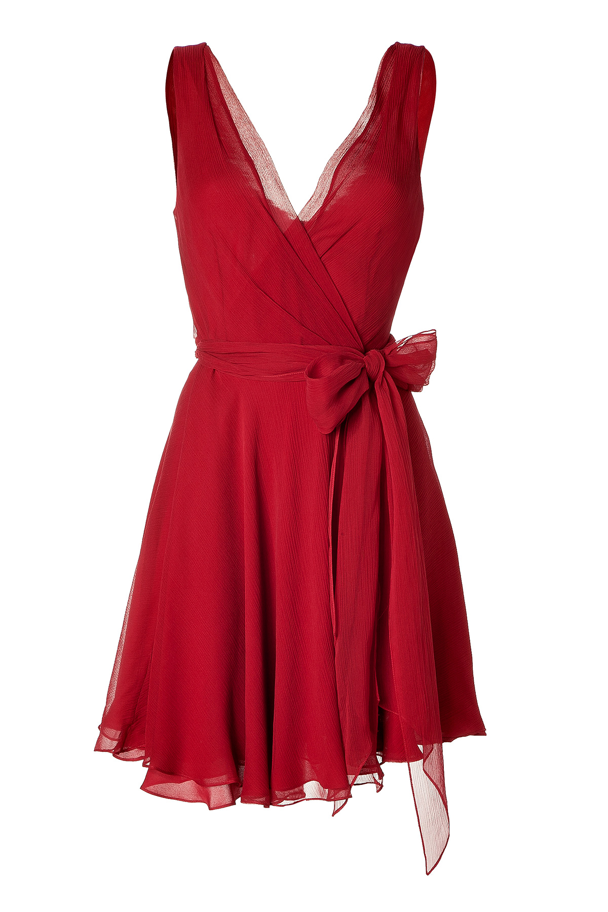 Ralph Lauren Parisian Red Crinkle Silk Chiffon Jeanette Dress in Red - Lyst