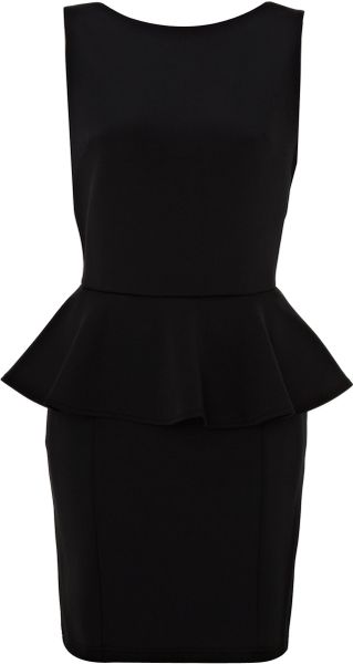Glamorous Peplum Colour Block Dress in Black | Lyst