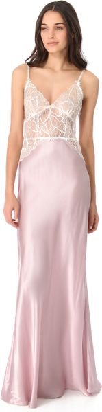 Jenny Packham Lace Silk Nightgown in Pink (ivory) | Lyst